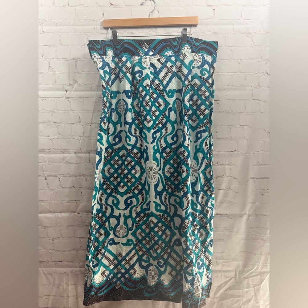 Handmade Elegant Brown and Teal Celtic Patterned Long Skirt (READ)